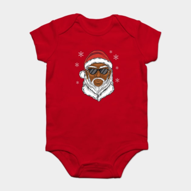 Afro-American Santa Claus Wearing Sunglasses Black Santa Baby Bodysuit by creative
